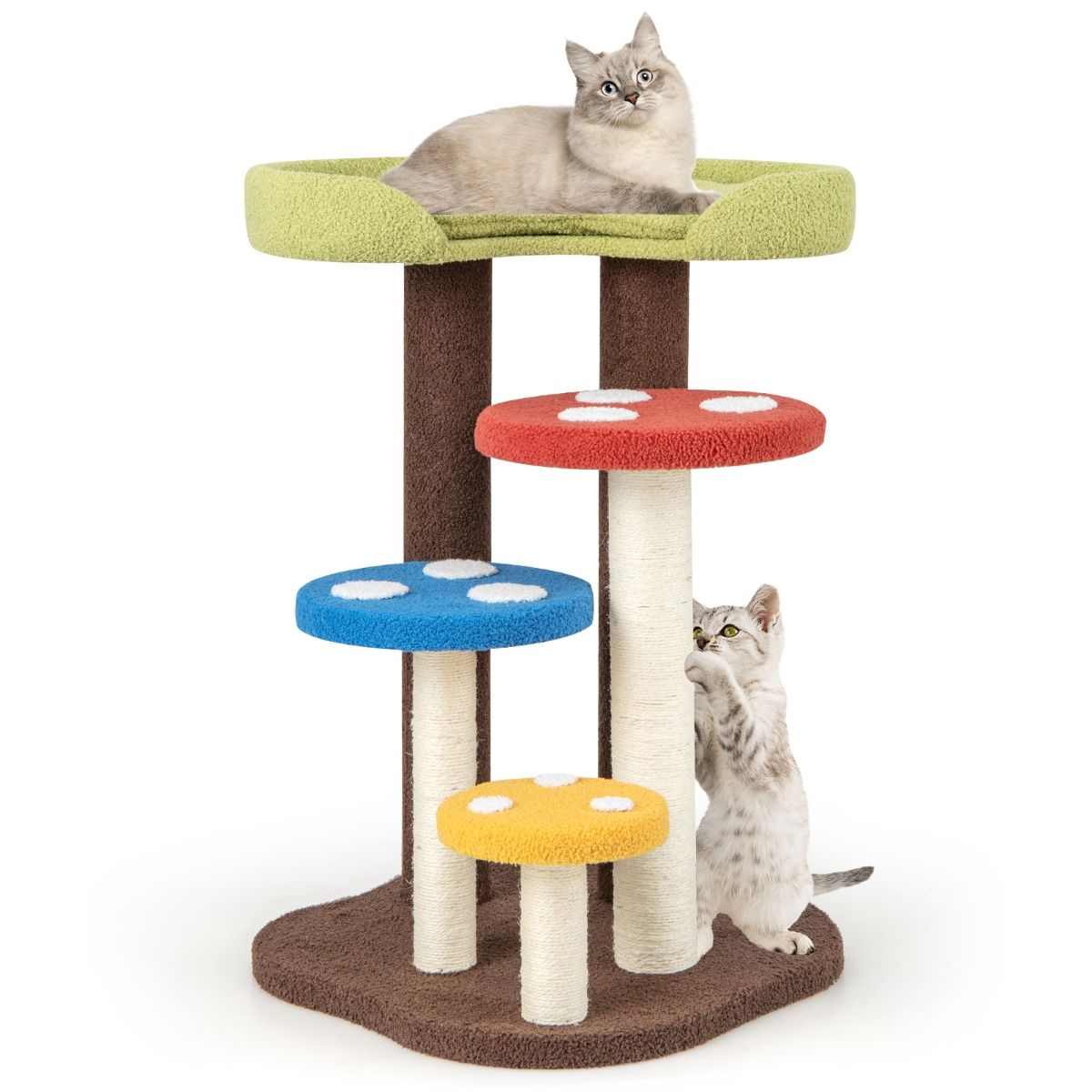 Coast Krabpaal Kattenboom - 5 verdiepingen - 3 sisalpalen - paddenstoeldesign - 60 x 65 x 94 cm