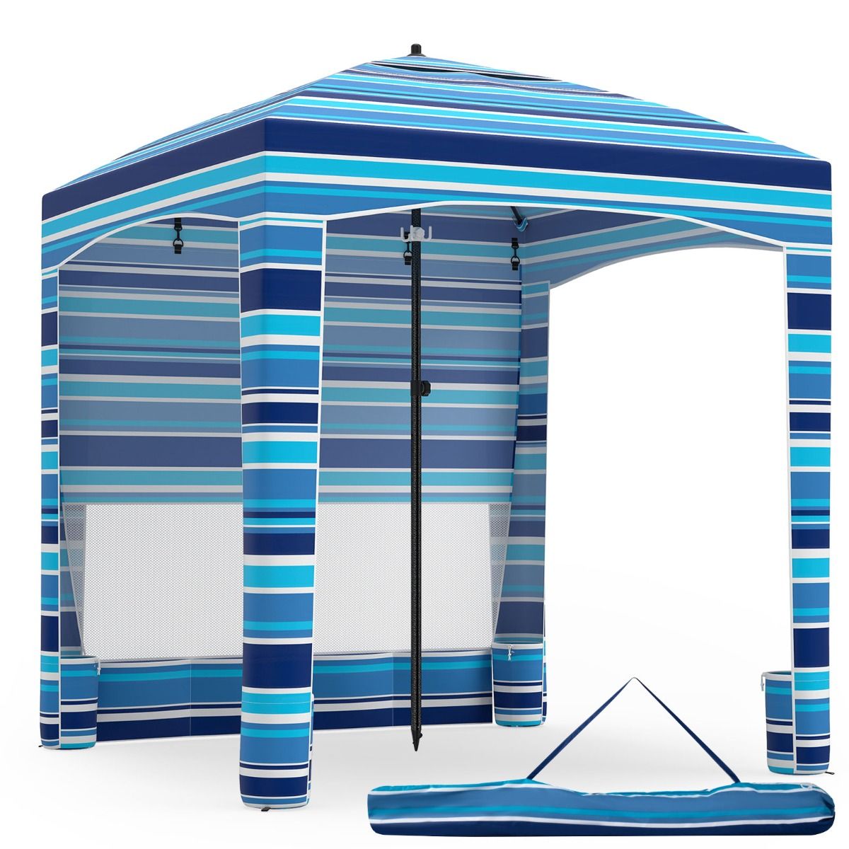 Coast Strandtent - met zijwand - verstelbare hoogte - marineblauw/roze - 185 x 185 cm