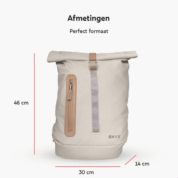 ONYX Rolltop Rugzak 25 tot 40L - Met Laptopvak - Verstelbare Rugtas - Reistas - Waterbestendig en Duurzaam - Sand