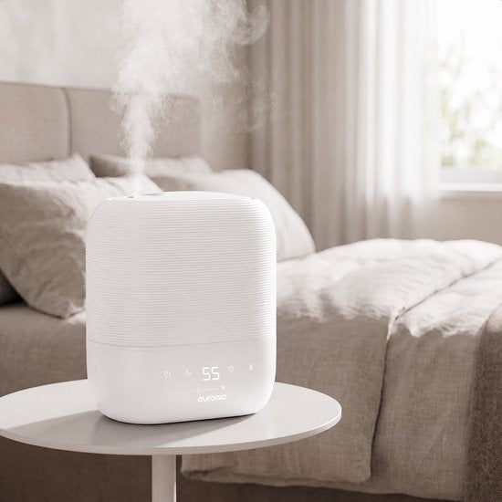 Auronic Luchtbevochtiger - 5L - Geschikt voor Slaapkamer, Babykamer, Kantoor, Woonkamer en Meer - Humidifier - BPA-Vrij - Wit