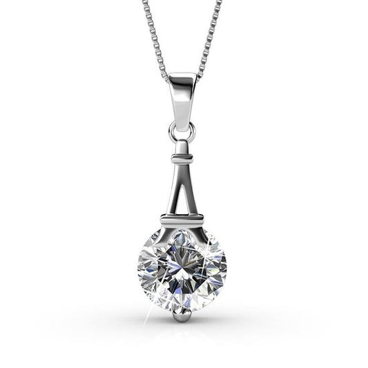 Yolora Dames Ketting met Kalpa Camaka Kristallen Hanger - Zilver kleurig - 18K Witgoud Verguld - Cadeauverpakking - Moederdag Cadeautje
