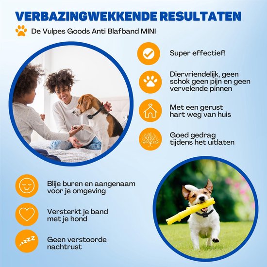 Vulpes Goods® Anti Blafband Mini Vulpes Goods® Anti Blafband Mini - Opvoedingshalsband Zonder Schok - Anti Blaf Apparaat voor Kleine Honden - Waterdicht - Oplaadbaar - Vibratie en Audio