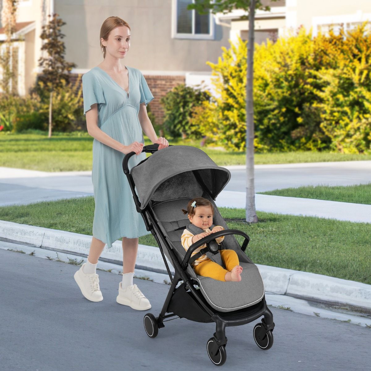 Coast Kinderwagen - lichtgewicht en compact - éénhandig inklapbaar - zwart - 97 x 49 x 103 cm