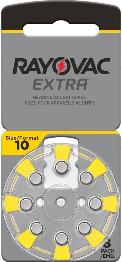 Rayovac Hoorbatterijen - 105 mAh - 1.45 V - 7.7x5.2mm - 8 Stuks