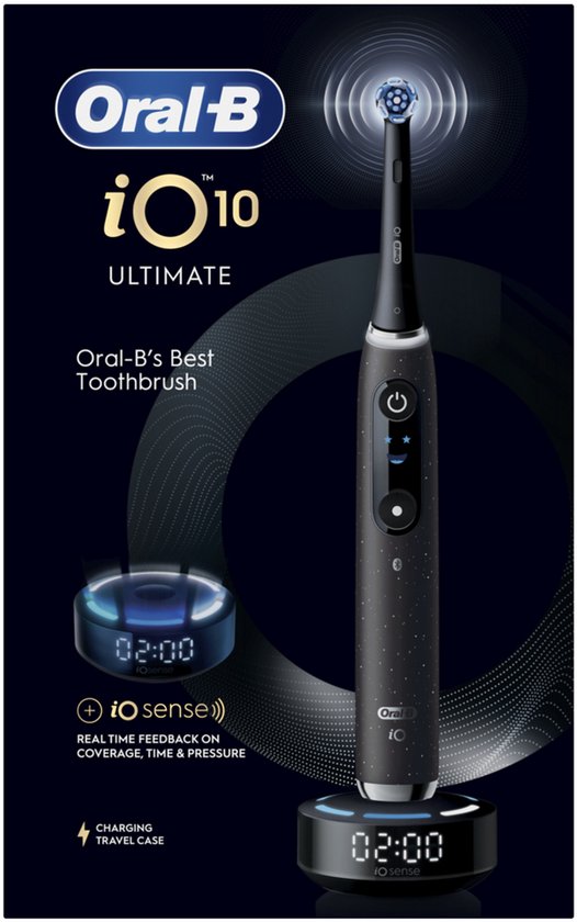 Oral-B iO 10 Elektrische Tandenborstel - Zwart - inclusief Oplaadreisetui en Opzetborstelhouder