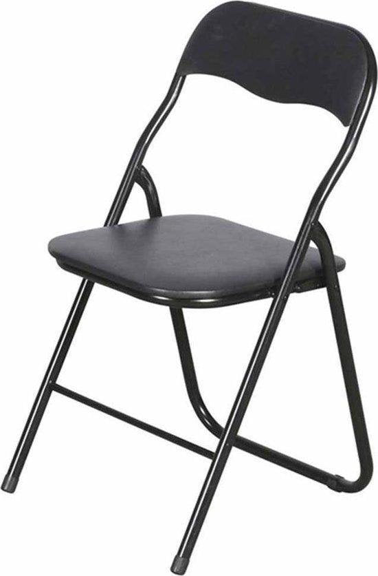 Klapstoel met pvc zitting - Zwart - 44 x 48 x 79 cm - Metaal - Bijzet stoelen - Inklapbaar