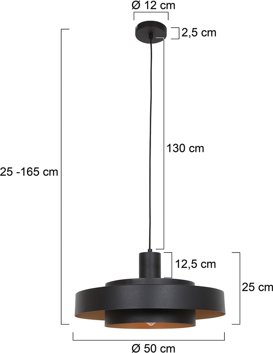 Anne Lighting Hanglamp Flinter – Ø50 cm – Metaal – E27 – Zwart