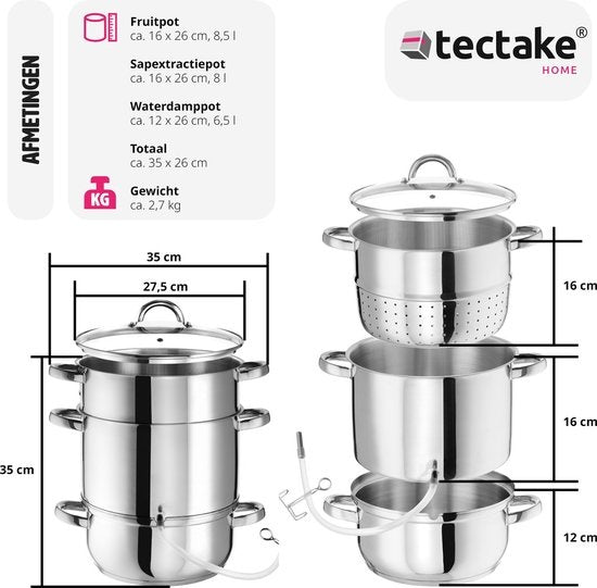 Tectake Stoomextractor - Ø 26 cm - RVS - Inductie