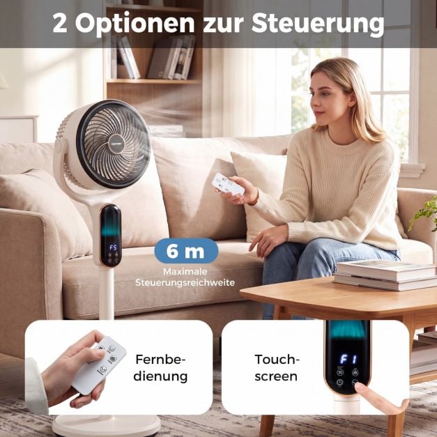 Coast Verstelbare Statiefventilator – 8 Snelheden – 54-96 cm – Wit