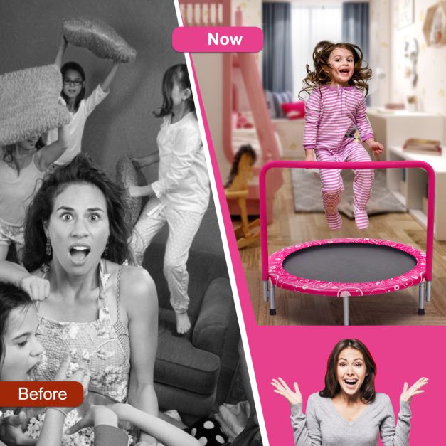 Coast Kindertrampoline – Met Handvat – max. 150 kg – 92 x 92 x 80,5 cm – Roze