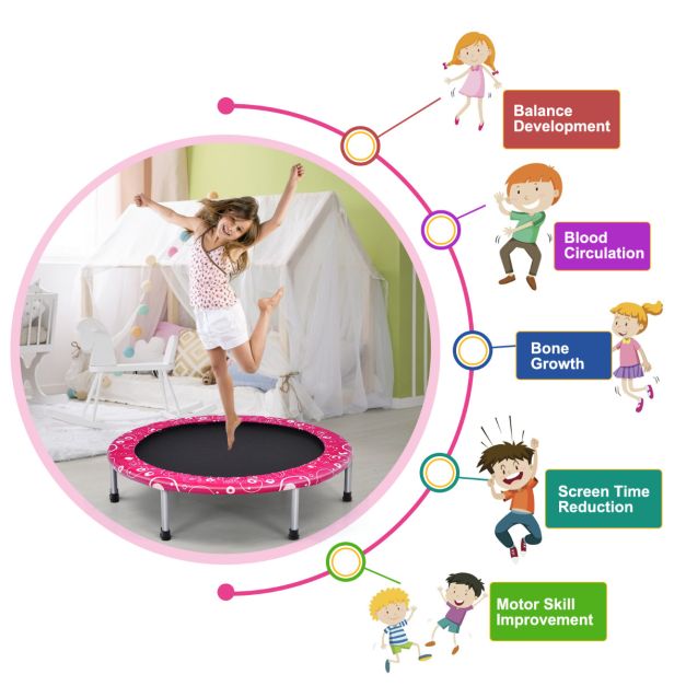 Coast Kindertrampoline – Met Handvat – max. 150 kg – 92 x 92 x 80,5 cm – Roze