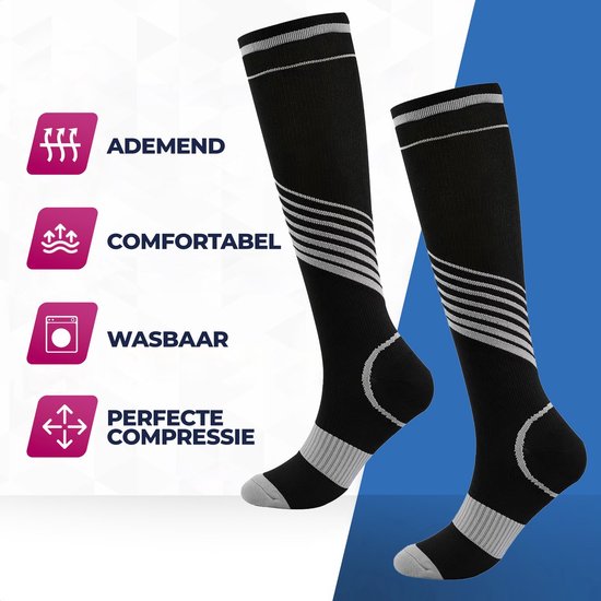 Roegaarden compressie sokken - compressiekousen - Steunkousen - Maat 45-47 - Zwart