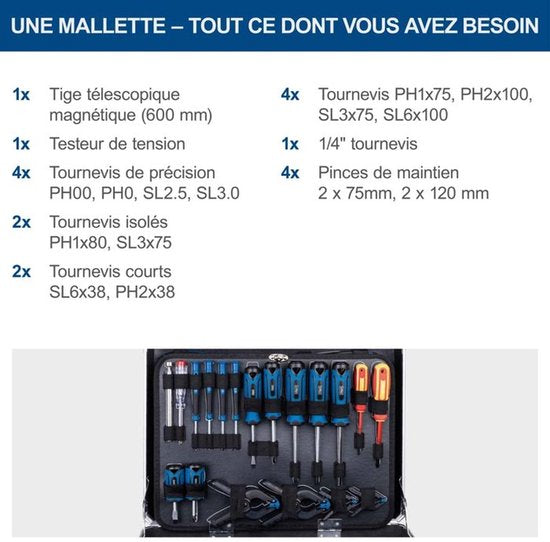 Scheppach Gereedschapskoffer TB200 - 141-delig - Gevulde gereedschapskist - Gereedschapset in koffer - chroom-vanadiumstaal