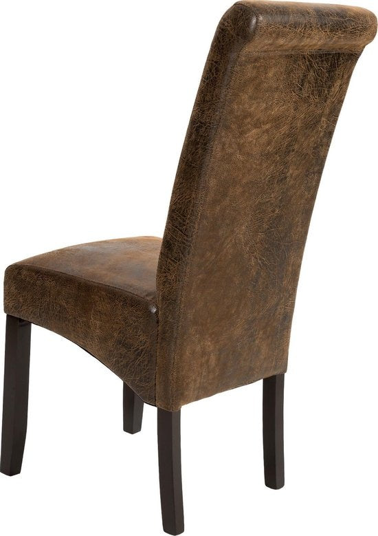tectake® - Eetkamerstoelen - 2 stuks - suede lederlook bruin - 401596