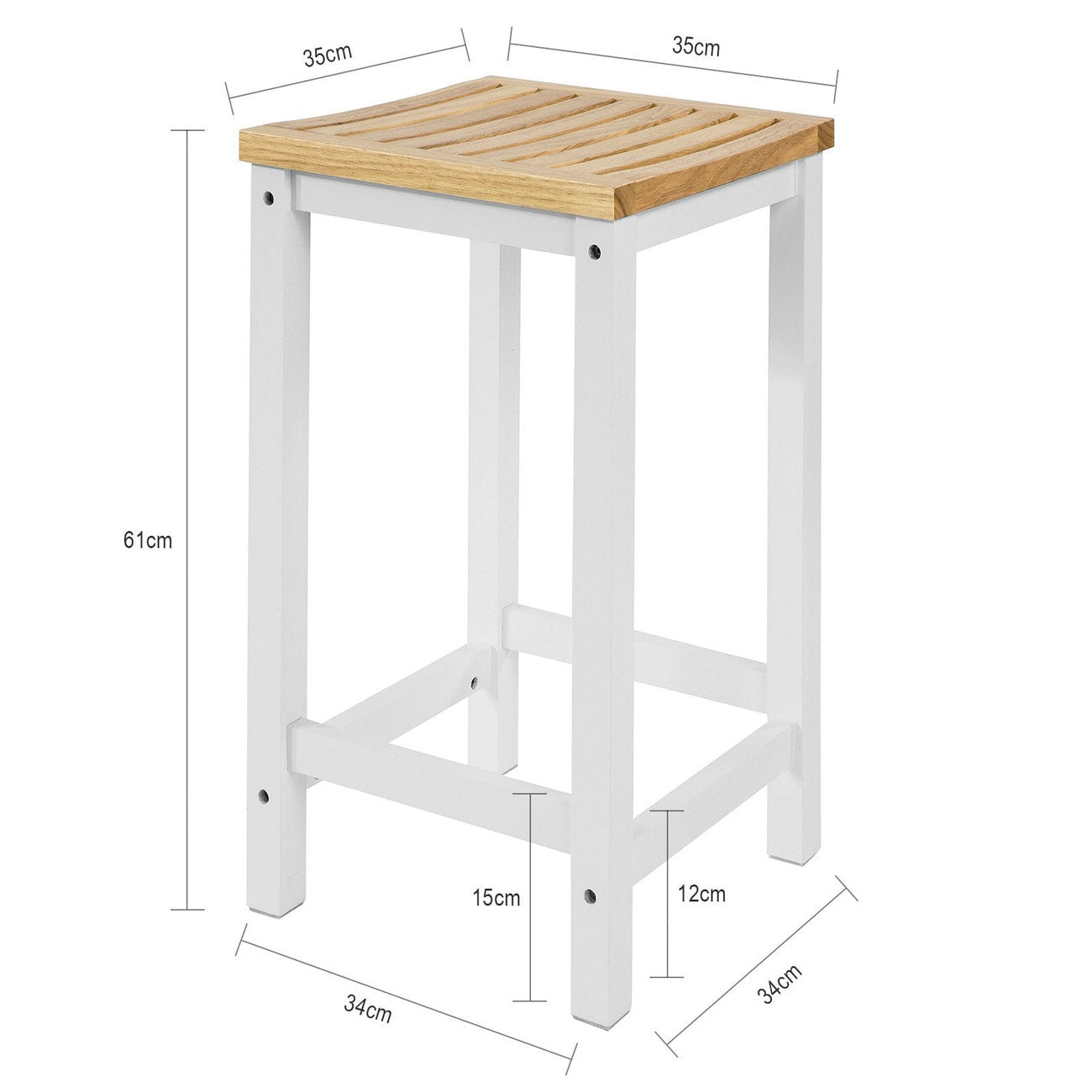 SoBuy FST29-WNx2 Barkruk set van 2 - Max. 100 kg - 35 x 35 x 61 cm - Wit/ Bruin