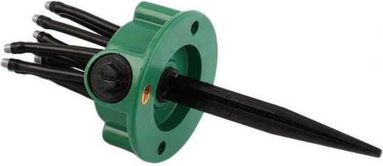Premium Multifunctional Sprinkler – Voorzien Van 12 Buigbare Sproeikoppen En Grondpin En 35m² Bereik – Voor Gazon En Border – Groen Kunststof – 12 Koppig