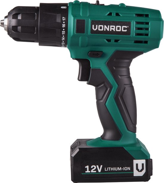 VONROC Accuboormachine – 12V Li-Ion – Incl. aluminium opbergkoffer, 46 accessoires, 2x accu & lader
