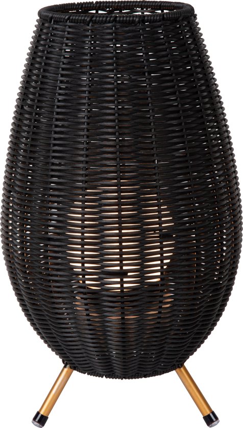 Lucide COLIN IP44 - Oplaadbare Tafellamp Binnen/Buiten - Accu/Batterij - LED 3 StepDim - 1x3W 3000K - IP44 - Zwart - Japandi