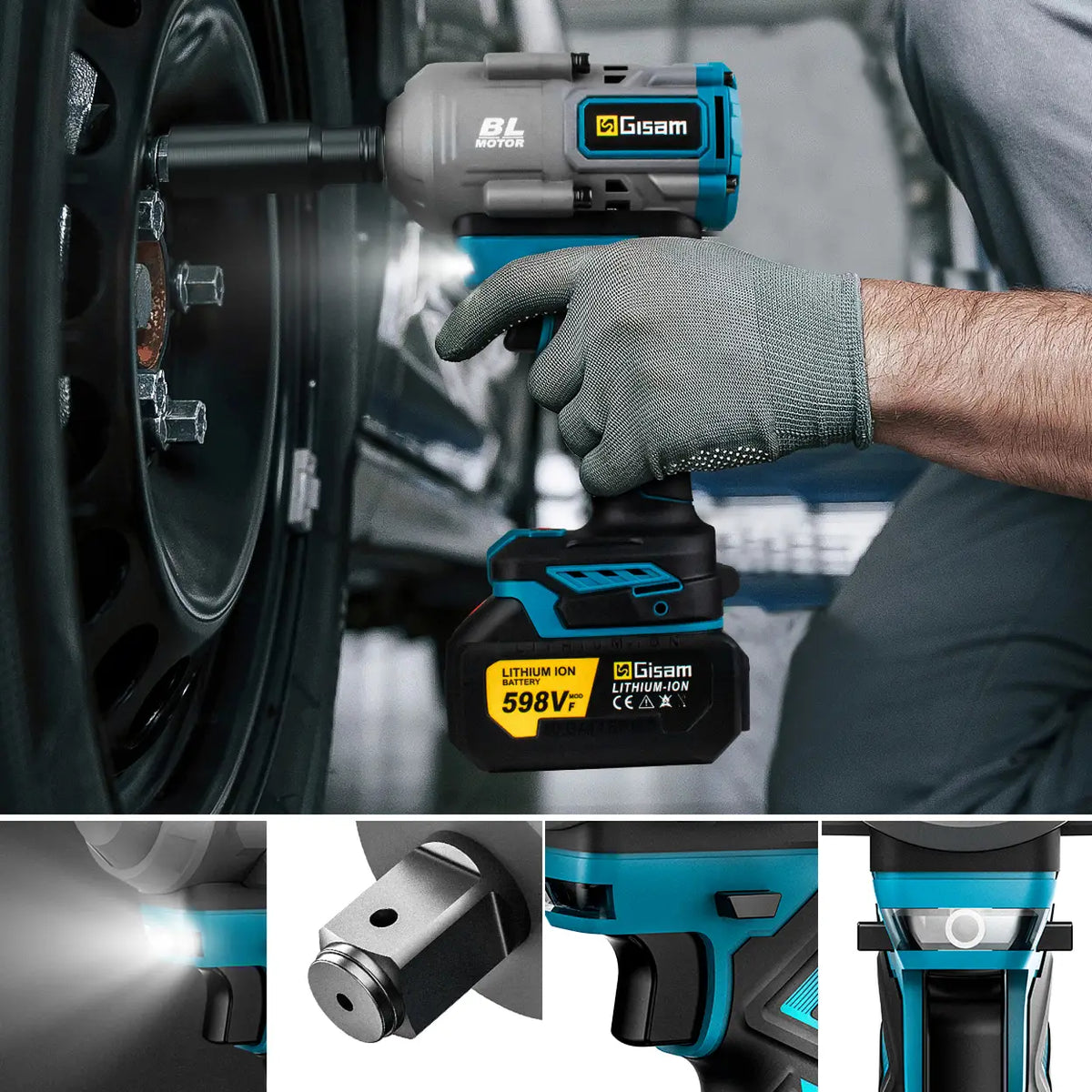 Gisam 2000Nm Slagmoersleutel Brushless Elektrisch - Krachtige Impact Wrench - 2000 Nm