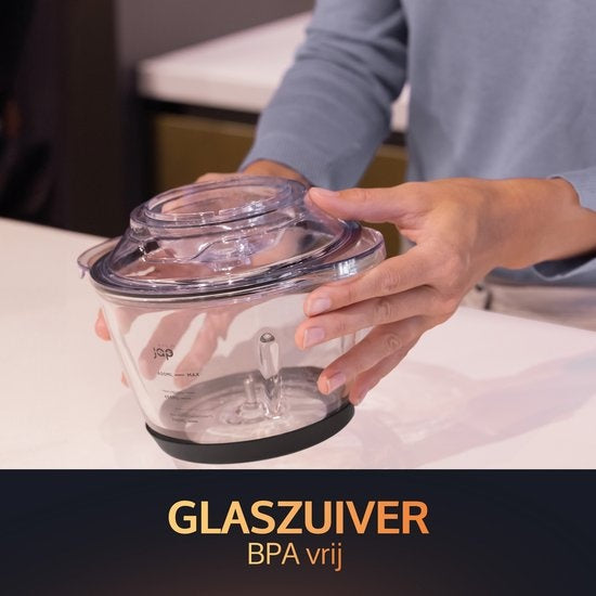 JAP Appliances Multi Chop - Hakmolen met glazen kom (1.2 liter) - IJscrusher - Vaatwasserbestendig - Food chopper - 6 messen - 400W
