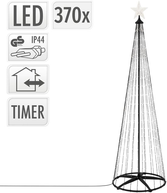 LED kerstdecoratie voor buiten 210 cm met 370 warm witte LED's