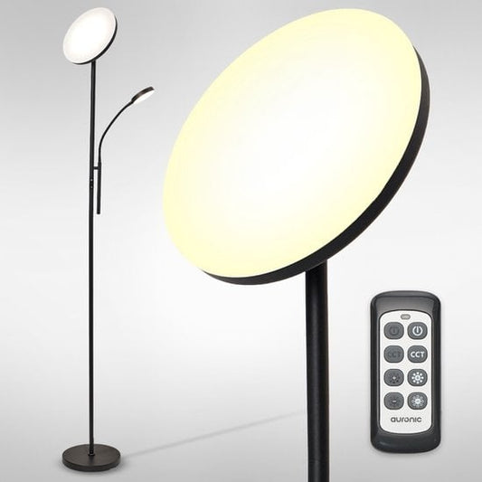 Auronic Vloerlamp - Industriële Stijl - Dimbaar en Kantelbaar - Inclusief Afstandsbediening - Zwart