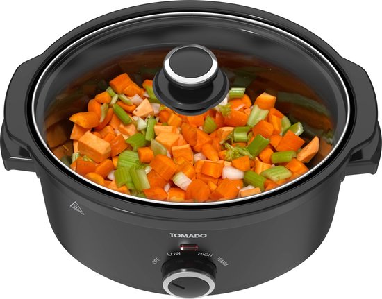 Tomado TSC3501B - Slowcooker - 3,5 liter - Keramische binnenpan - 3 warmtestanden - Warmhoudfunctie - PFAS vrij - Zwart