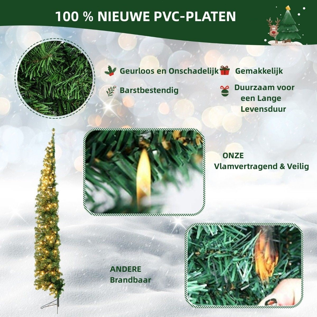 Coast Halve Kunstkerstboom met 150 LED-lampjes - 210 cm