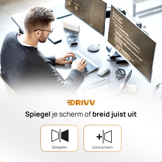 Drivv. Premium HDMI Kabel 2.1 - Ultra HD High Speed 8K - HDMI naar HDMI - Geschikt voor Xbox Series X & PS5 - 3 meter - Oranje