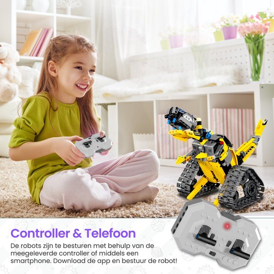Qualitá® 3 in 1 Robot Bouwpakket - Geel - Robot Speelgoed voor Kinderen - Interactief - STEM & Educatief Speelgoed - Vanaf 7-9 Jaar - Jongens - Programmeerbaar & Bestuurbaar