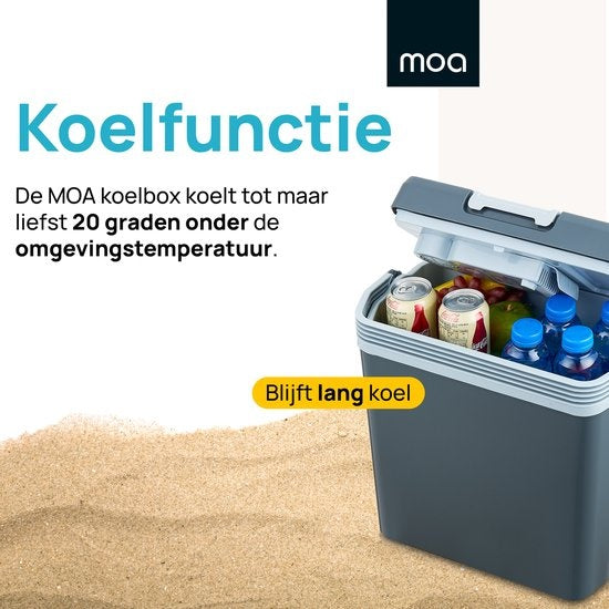 MOA Elektrische Koelbox - Coolbox - Met Verwarmingsfunctie - 12V en 230V - 22 Liter - Grijs -ECW22