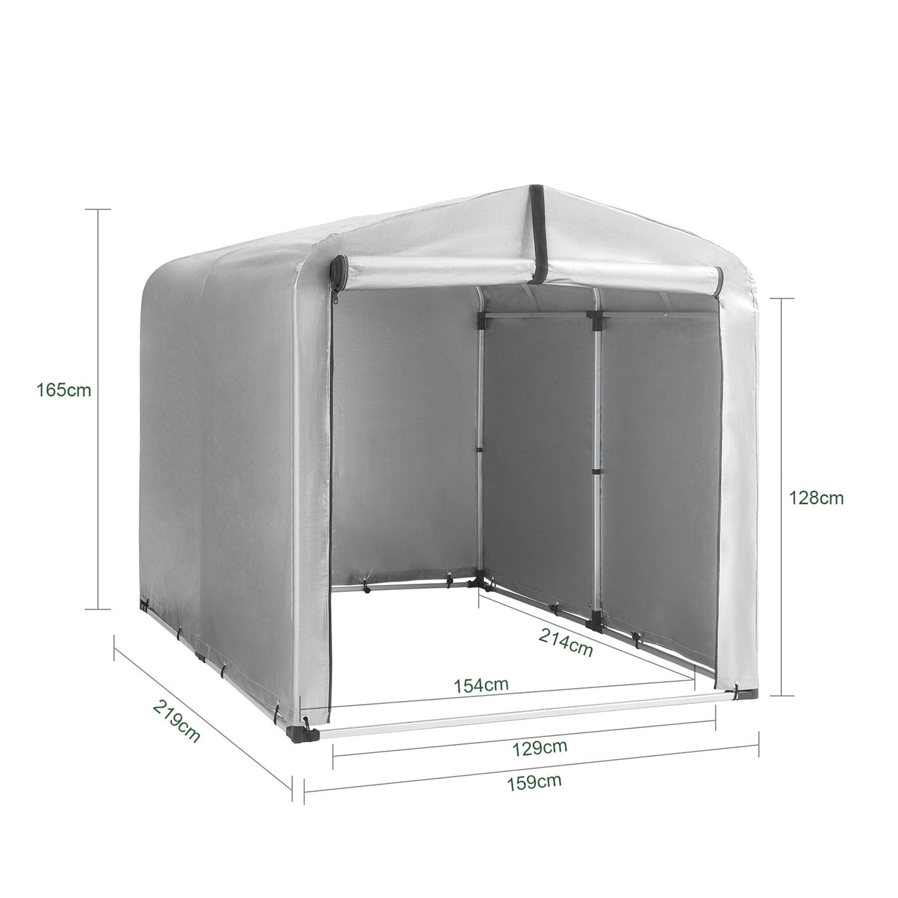 SoBuy Fietsberging KLS11-L - Aluminium Frame - Waterdicht - 159 x 219 x 165 cm - Wit