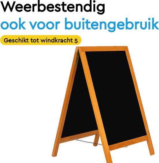 BRASQ Krijtstoepbord Mahonie - 55x 85 CM - Krijtbord - Reclamebord - Stoepbord - Dubbelzijdig - voor Binnen en Buiten - Horeca