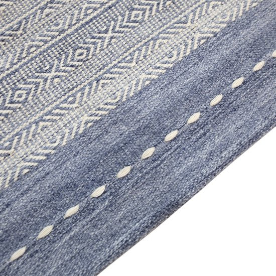 AXI Rhodos Buitenkleed – Rechthoekig – 200 x 290 cm – Blauw – Geometrisch patroon - Buitenkleed – Buitentapijt – Weer- en UV-bestendig – Plat geweven – Tuintapijt – Voor binnen en buiten - Handgeweven