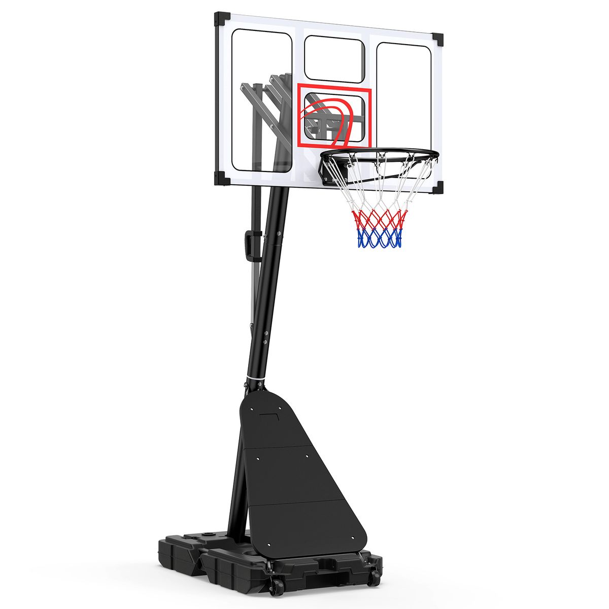 Coast Basketbalstandaard met wielen - verstelbaar in hoogte - geschikt voor kinderen en volwassenen - zwart