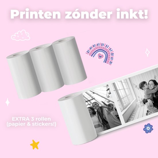 Denver Kindercamera Full HD met Printer - Selfie Camera - 20MP - Digitale Camera Kinderen - Foto - Video - Spelletjes - KPC1363 Roze