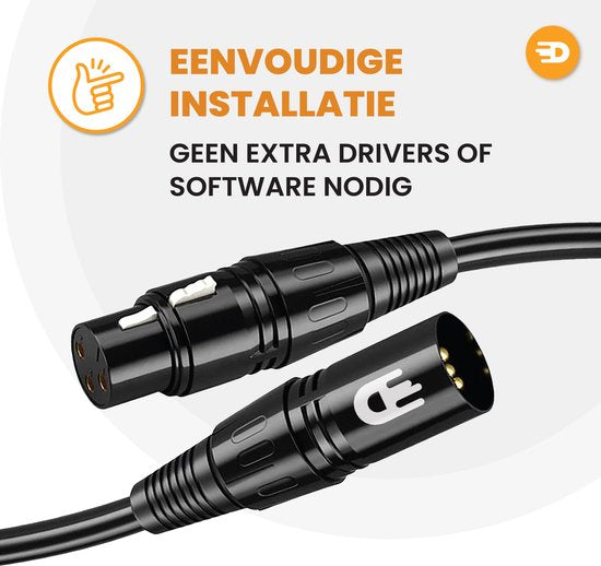 Drivv. Premium XLR Kabel - Microfoon kabel - Mannelijk naar Vrouwelijk 3 pin - 1 Meter