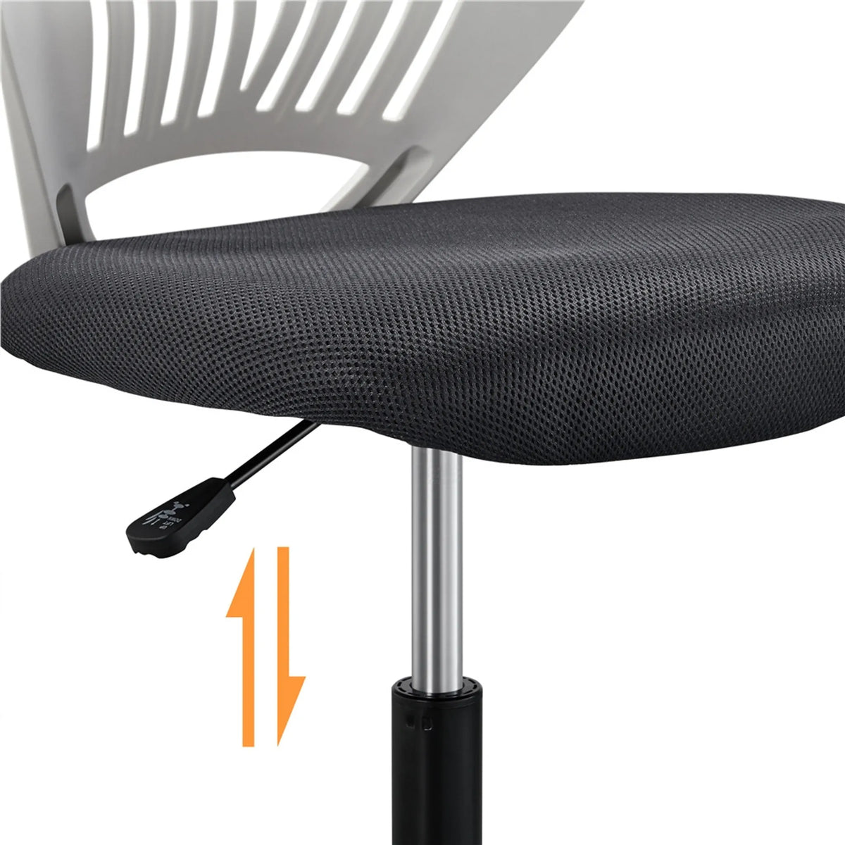 Yaheetech Armleuningloze Bureaustoel / Draaistoel 79-92 cm – Strak Zwart – Polyester en Metaal