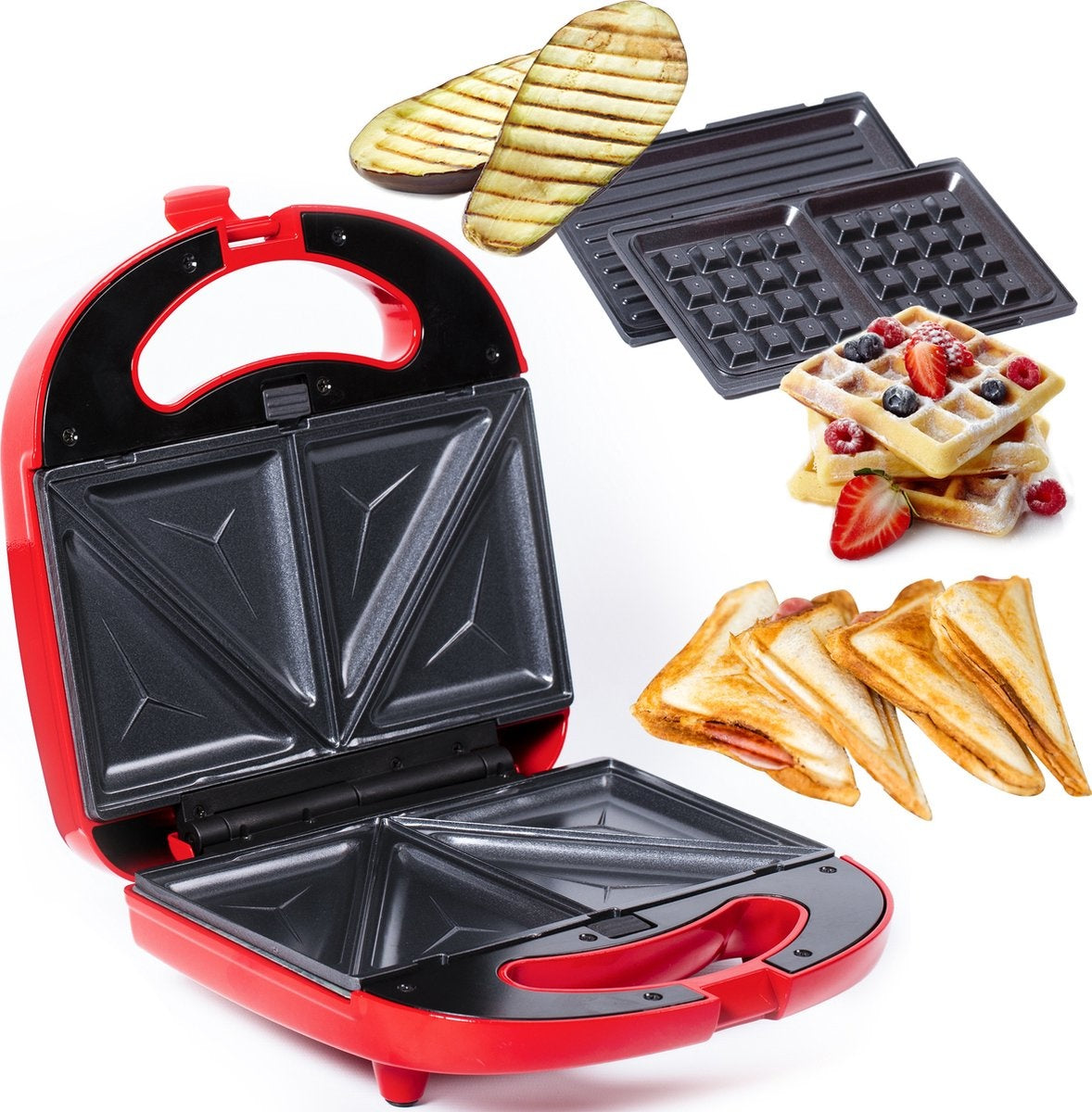Gadgy 3 in 1 Tosti Apparaat - Met 3 Verwisselbare Platen - 750 Watt