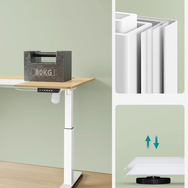 Songmics Elektrisch Verstelbaar Bureau - 120 x 60 cm - Beige/Wit