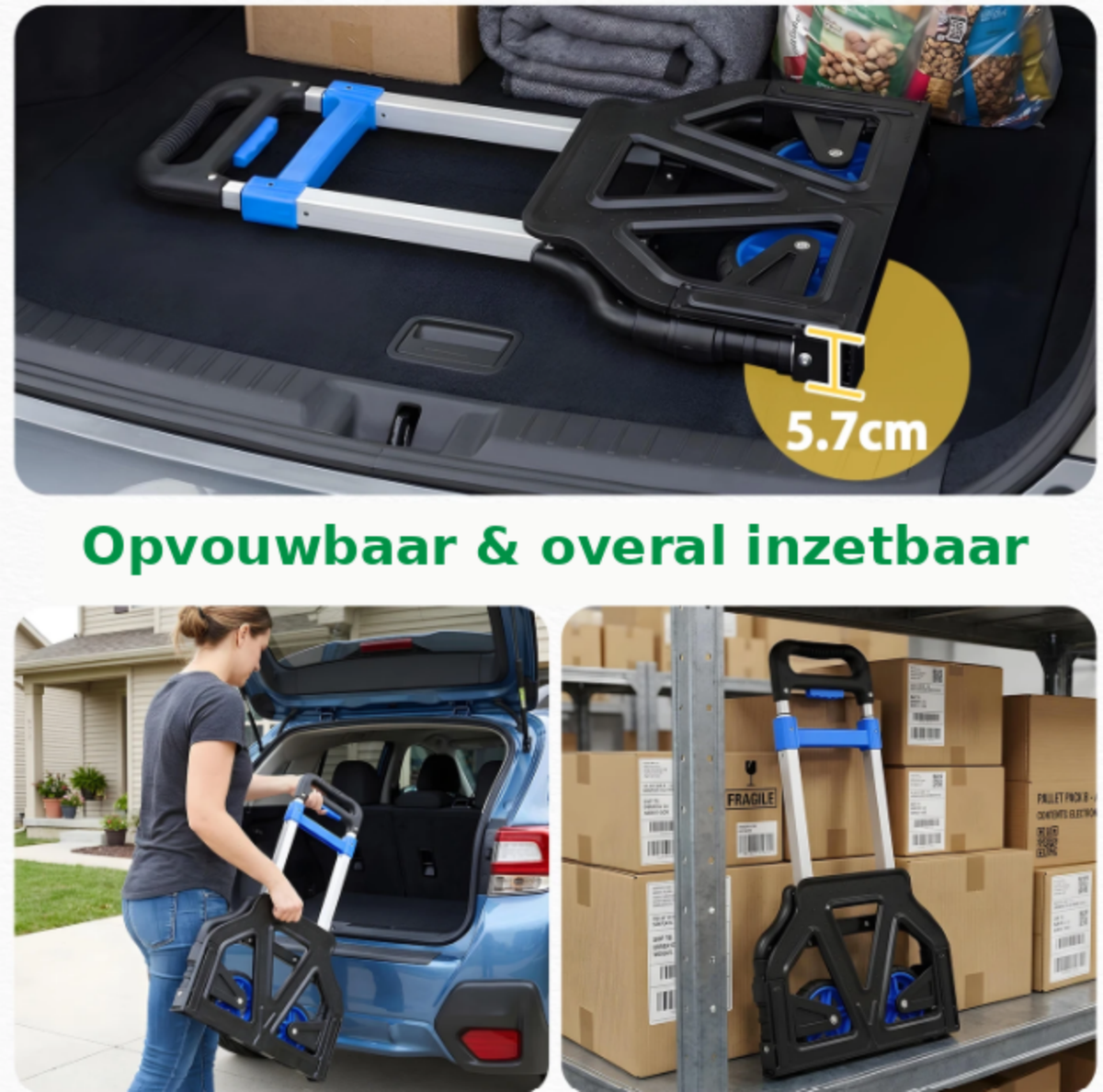 Sekey Inklapbare Steekwagen Aluminium - 80kg Draagvermogen - 3,5kg