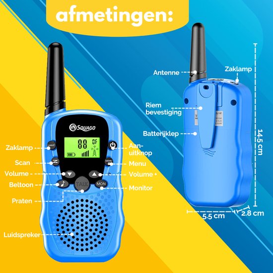 Squago Walkie talkie 2 stuks - Voor Kinderen & Volwassenen - WalkieTalkie