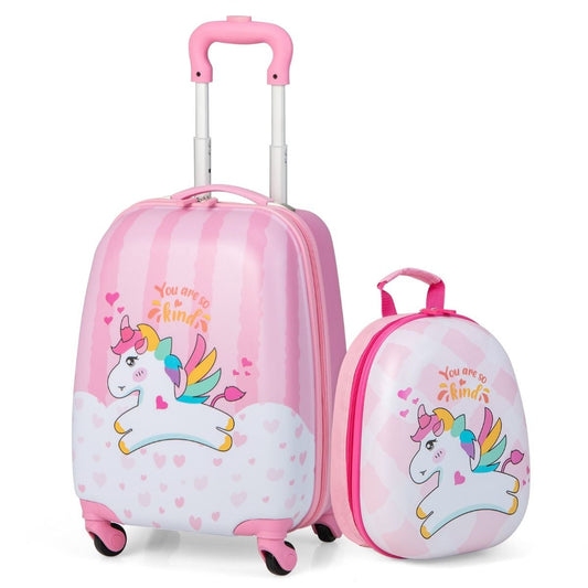 Coast 2-Delige Kinderkofferset Trolley + Rugzak - Eenhoorn Roze - 32cm (L) x 22cm (B) x 40cm (H)