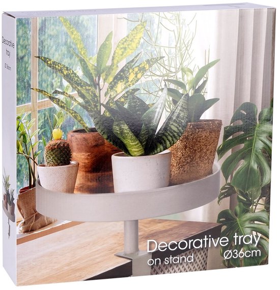 H&S Collection Dienblad met klem decoratief 36x26 cm zandkleurig