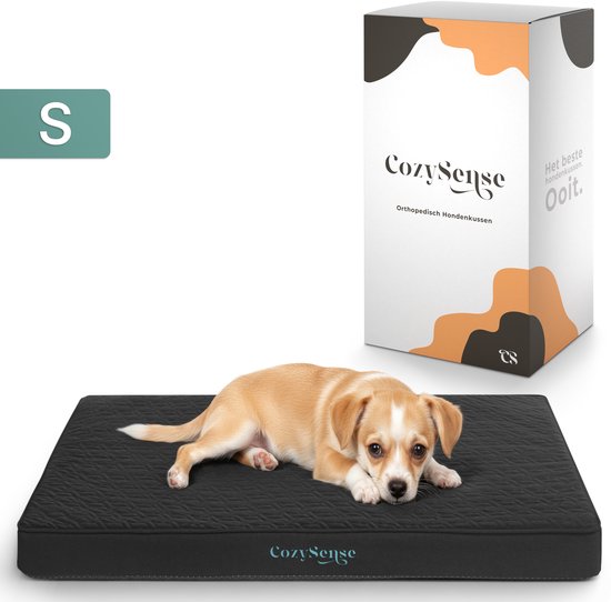 CozySense® Orthopedisch Hondenkussen 60 X 40 Cm – Maat S - Waterdicht – Geschikt Als Benchkussen & Hondenbed - Wasbare Hoes - Zwart