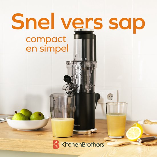 KitchenBrothers Slowjuicer - Verticaal - Juicer - Groenten en Fruitpers - 80 mm - 750 ml - Zwart