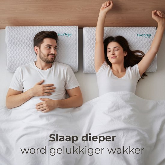 CozySense® Hoofdkussen - Orthopedisch Pillow - Ergonomisch Kussen - Traagschuim Tegen Nekklachten - Incl. Kussensloop & Draagtas - Medium Hardheid