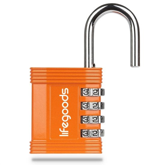 LifeGoods Hangslot - Cijferslot - Kofferslot - Reisslot - 4-Cijfers - Weerbestendig - Oranje