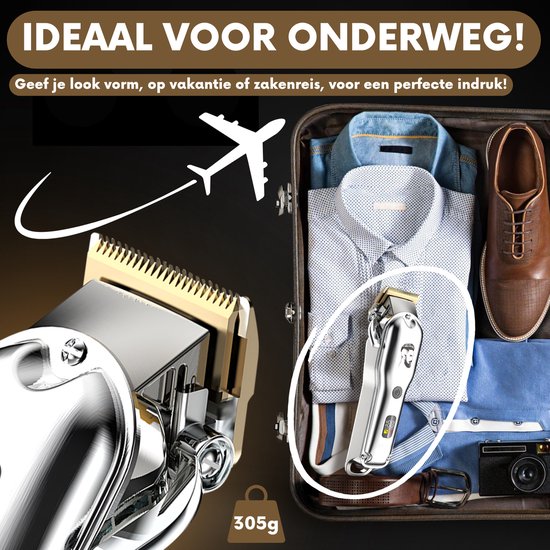 Professionele Draadloze Tondeuse – Haar- & Baardtrimmer – Barber Clipper – Kappersset