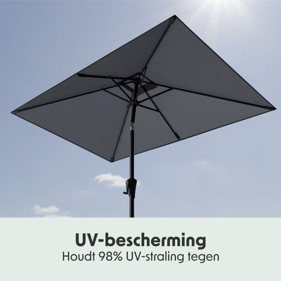 LifeGoods Parasol - Tuin - 210x140cm - 30° Kantelbaar - Waterdicht - UPF50+ - Donkergrijs